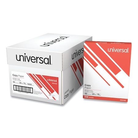 Universal Copy Paper, 92 Bright, 20 lb Bond Weight, 8.5 x 11, White, PK5000, 5000PK UNV21200